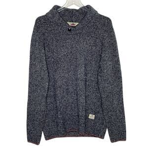 Penfield L Harlington Two Tone Melange Shawl Sweater Blue Gray